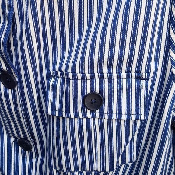 Tribal Blue and White Stripe Jacket w/Roll up Sleeves Size Medium - Picture 12 of 12